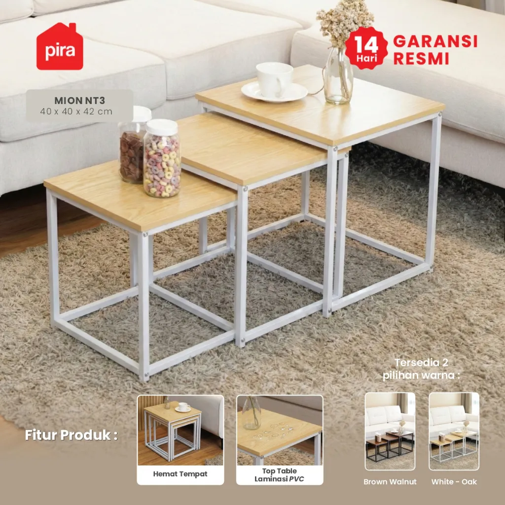 PIRA -  MION NT3 Meja Tamu / Meja Tamu 3 Tingkat / Meja Samping / Meja Kopi / Meja Multifungsi