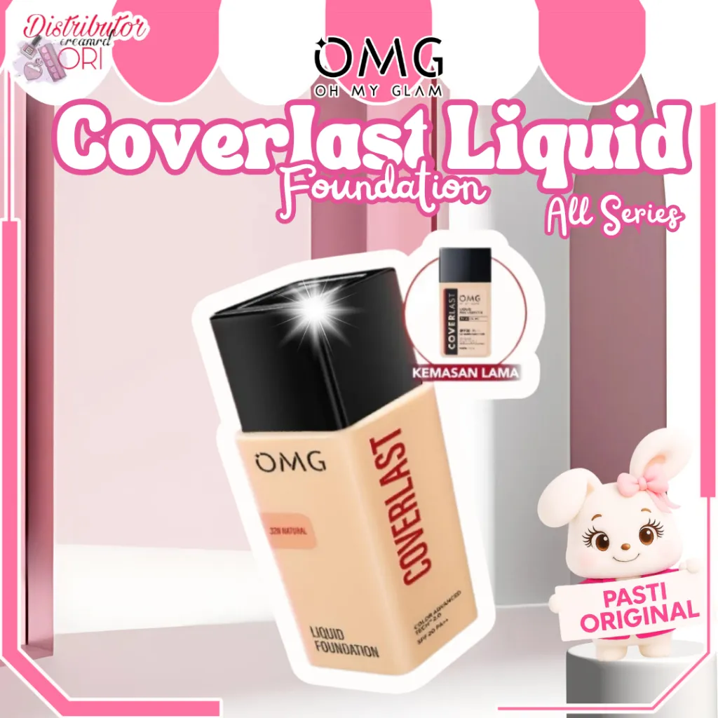 OMG CoverLast Liquid Foundation Alas Bedak | Oh My Glam | SPF 20 PA++ Oil Control Long Lasting 8H* | Medium to Full coverage
