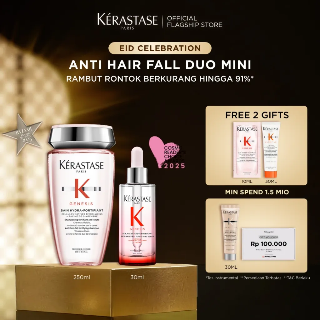 Kerastase Anti Hair Fall Set Shampoo & Serum Rambut Rontok & Patah - Bain Genesis Hydra 250ml & Serum Genesis 30ml