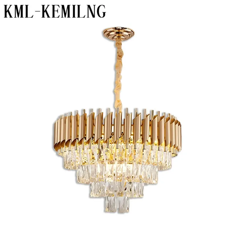 KML-KEMILNG Lampu Gantung Kristal LED Mewah Gaya Eropa dengan Soket  untuk Ruang Tamu Kamar Tidur Restoran Bar Balkon Dekorasi Interior Lampu Plafon Modern Elegan Kristal Chandelier Tinggi Lampu Hias Rumah Minimalis Mewah