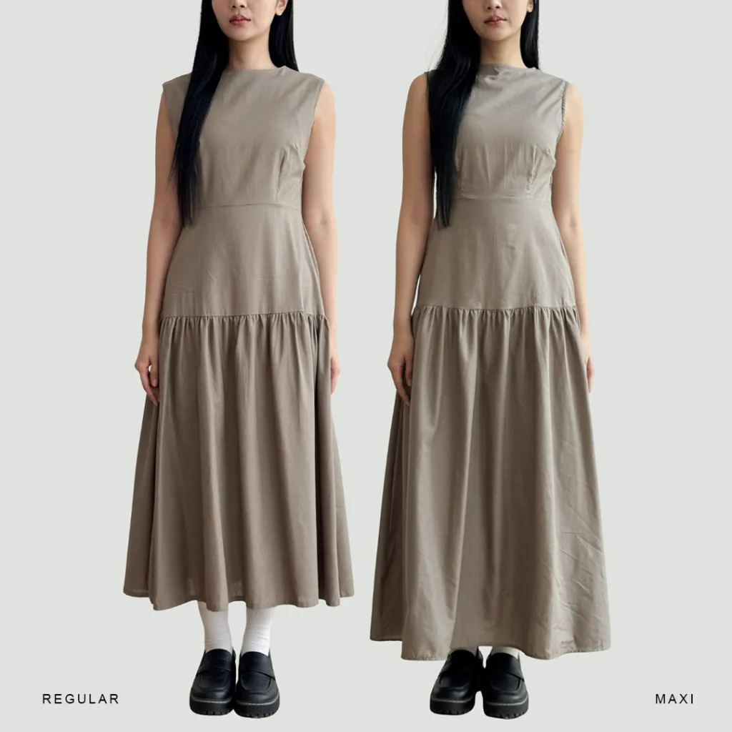 InKano  Spire Dress Maxi - Sleeveless dress korea wanita katun warna coklat dan hitam black