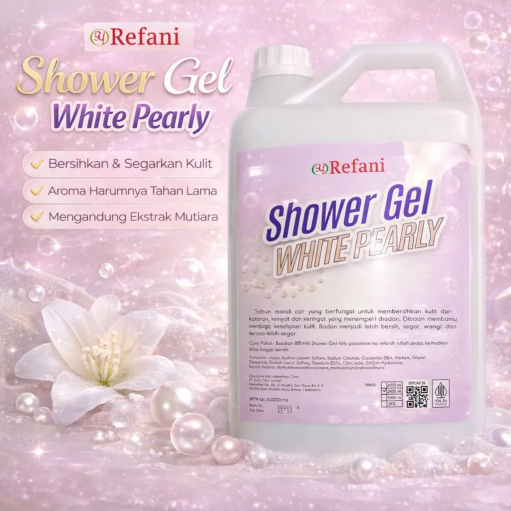 White Pearl sabun perawatan kecantikan badan pemutih anti bakteri tubuh kesehatan permanent mandi cair botol refill shower gel body wash whitening kelembaban kulit cerah terawat harum dan segar 2 liter