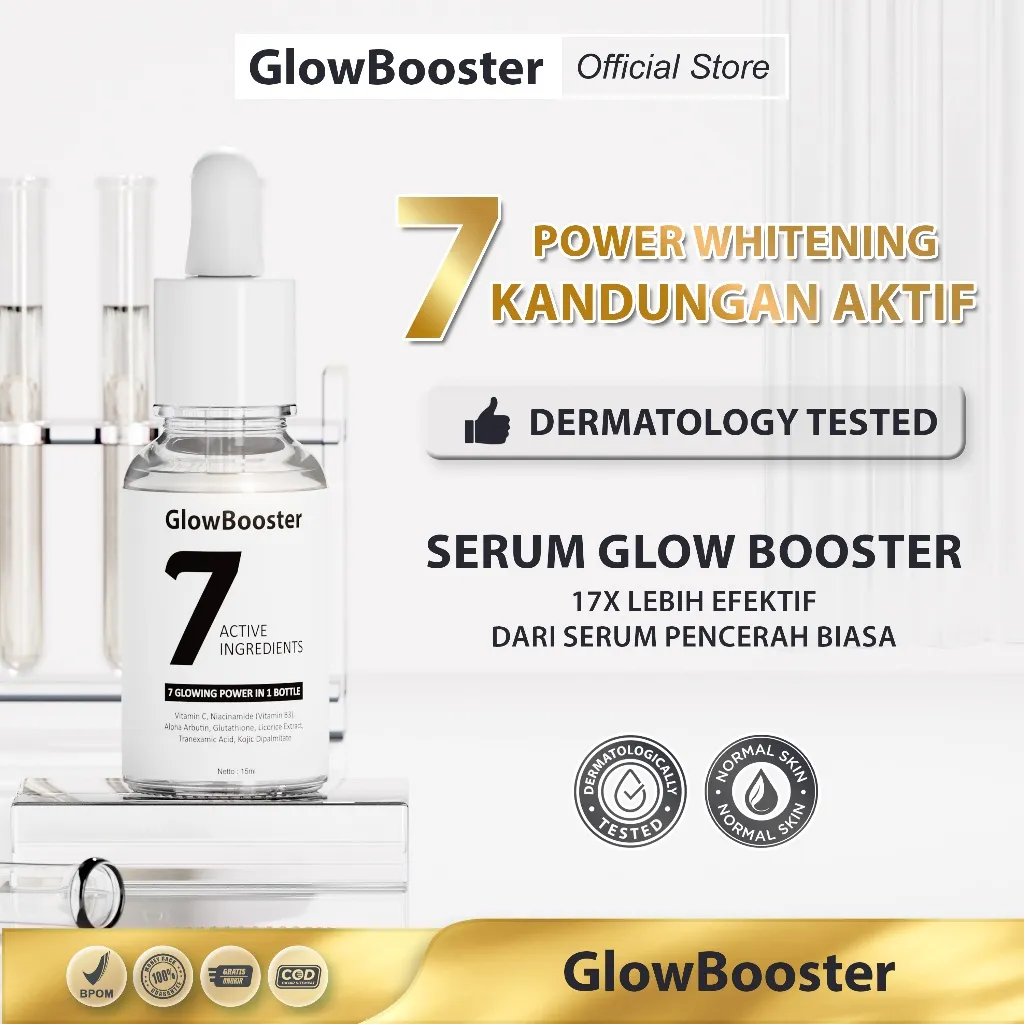[REAL 7 INGREDIENTS BRIGHTENING] Serum glowing GloowBooster 7 Active Ingredients | Serum Pencerah 7 Kandungan Aktif | Serum Pemutih Wajah 15ml