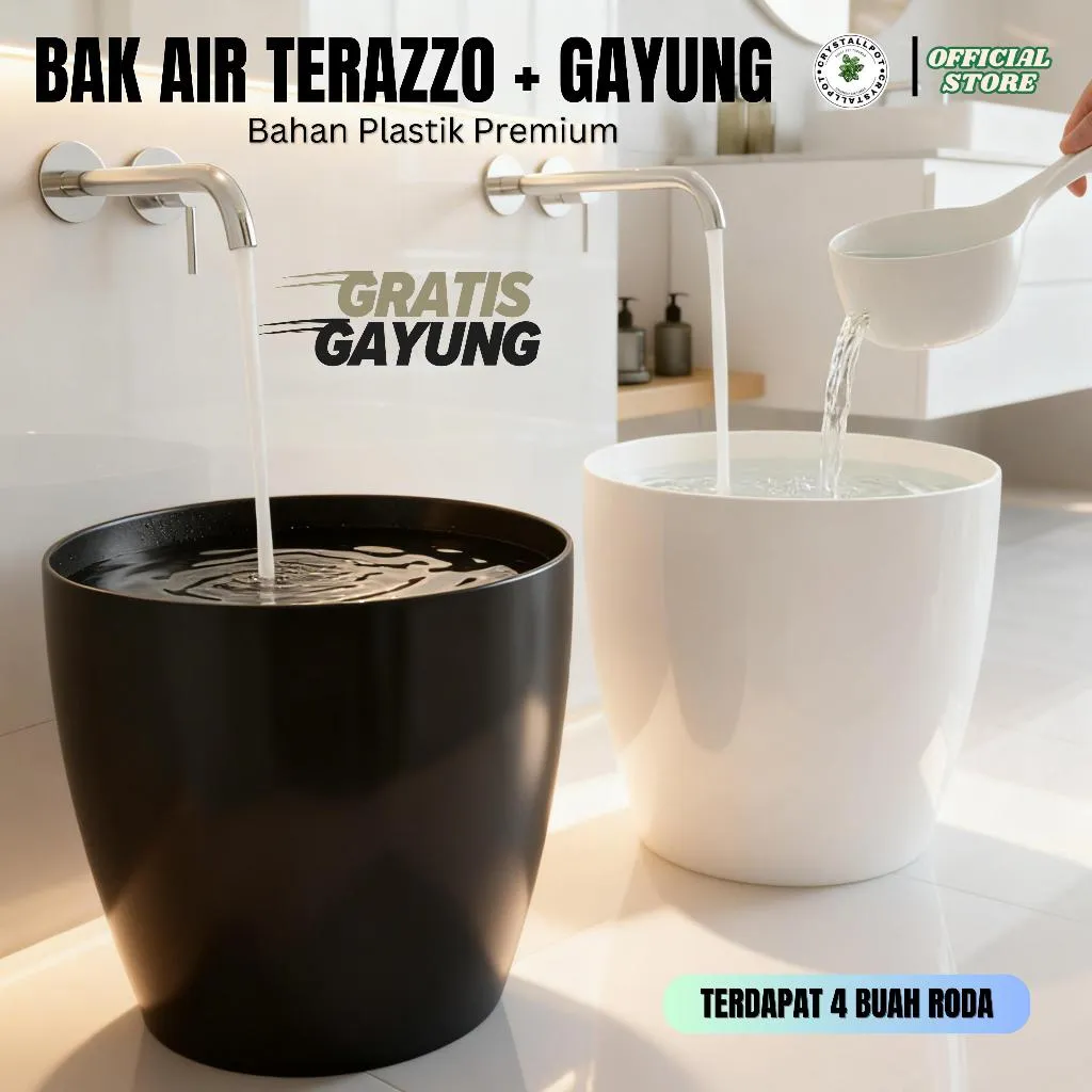 Pot Bunga Tanaman Plastik Lovenia 40 Model Keramik Polos | Bahan Tebal Kuat + Roda Bawah