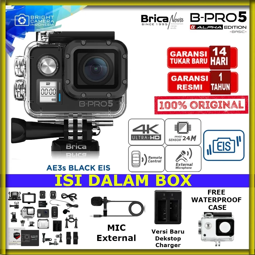 Action Camera Brica B-Pro 5 Alpha Edition 4K Mark III S - AE3S - FREE KAOS - BLACK EIS