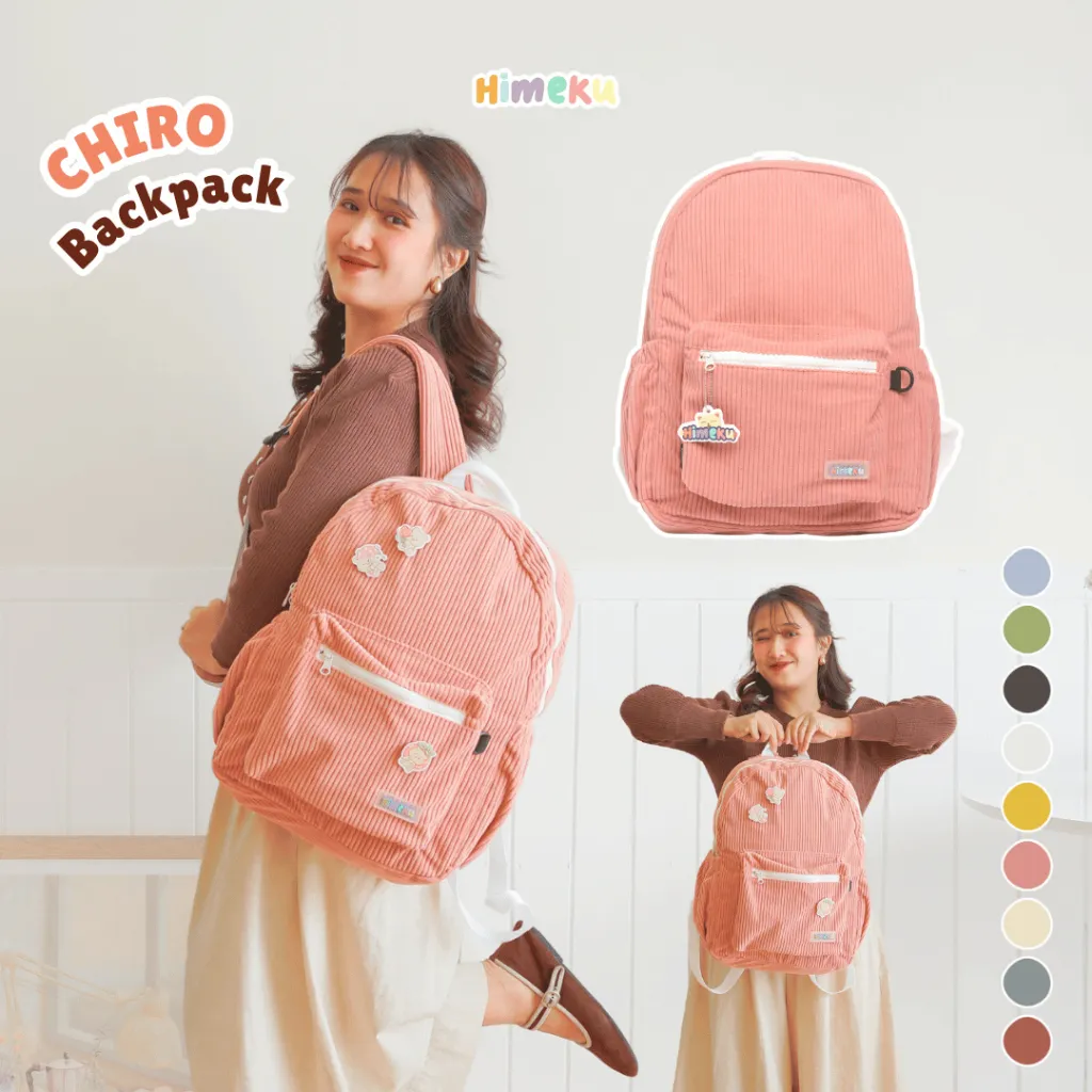 Himeku CHIRO (CHIGU Corduroy) Backpack - Tas Besar - Tas Sekolah Kuliah Kerja Muat Laptop - Ransel Pria Wanita
