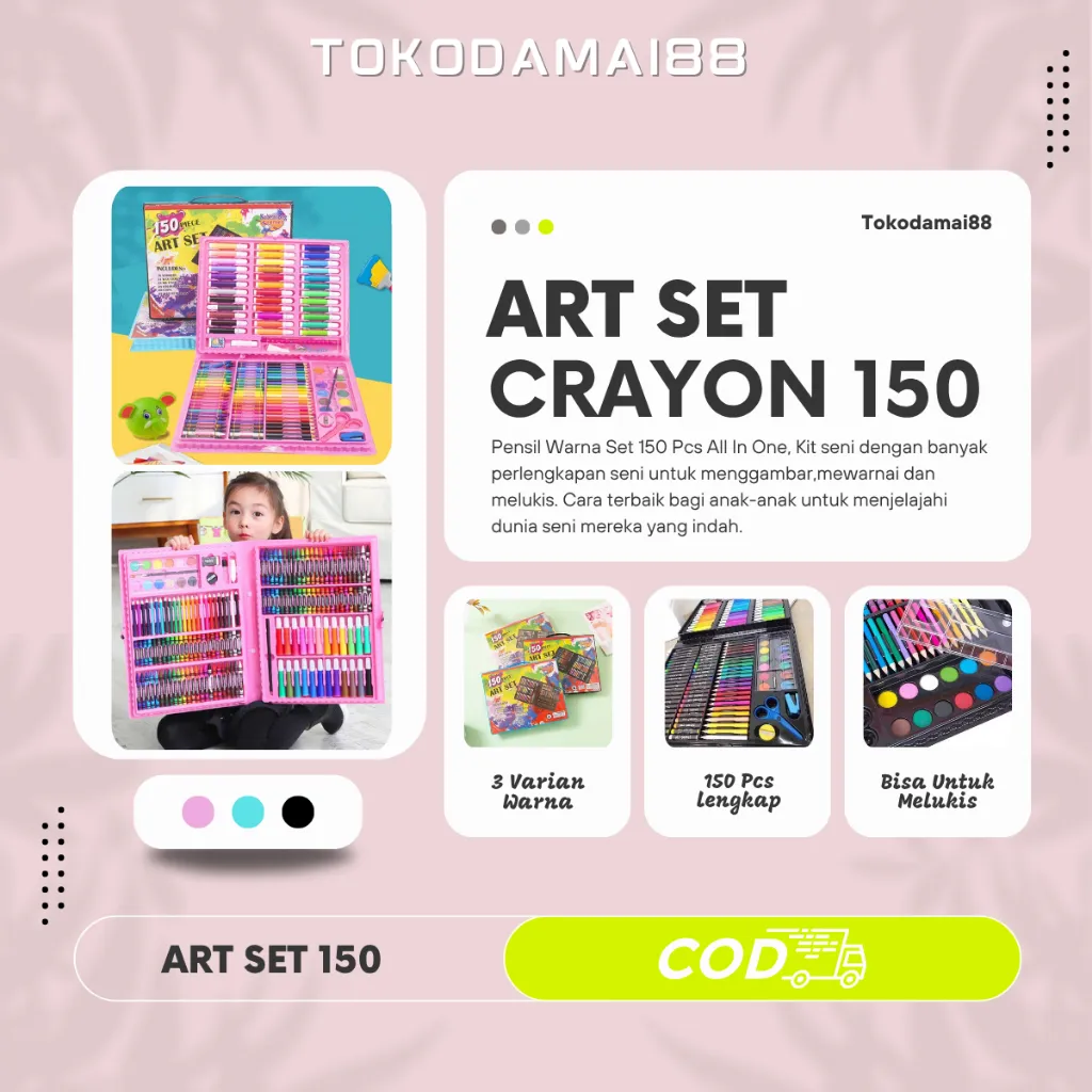 PENSIL WARNA 150PCS - ALAT MENGGAMBAR ANAK SET CRAYON COLOURING SET 150PCS ART