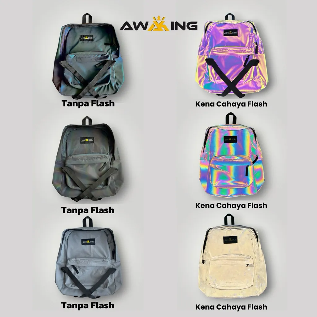 Awaking Tas Ransel Reflective Bacpack Reflektif Berubah Warna Pria Wanita Laptop