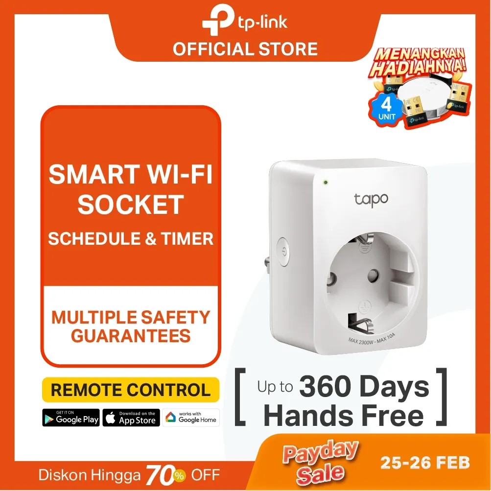 Tp-link Tapo P100 Mini Smart Wi-Fi Socket Smart PLUG Wireless Colokan - IoT Smart Home stop kontak (Works with Alexa & Google Home)