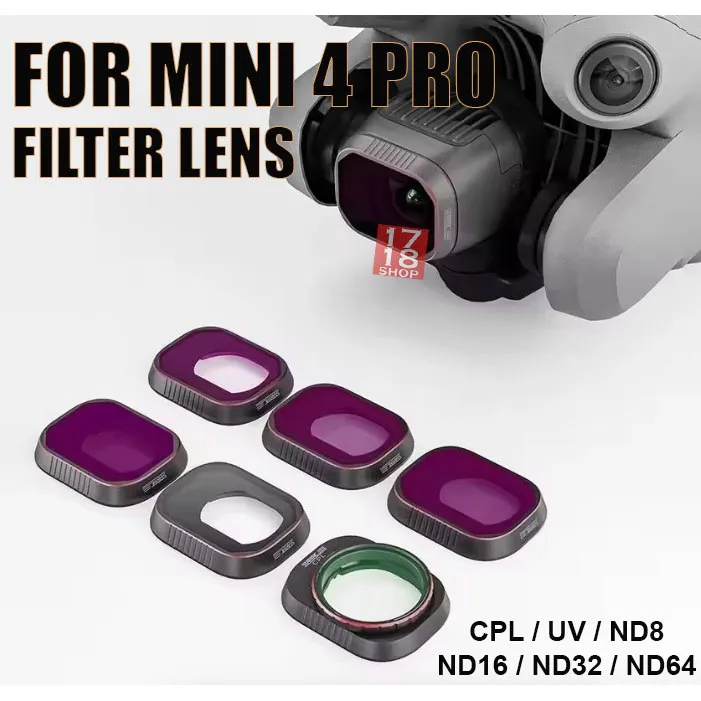 For DJI Mini 4 Pro Filter Lens CPL UV ND8 ND16 ND32 ND64 Lensa Protector Circular Polarizer Ultra Violet Neutral Density Camera Drone Pesawat Terbang Professional ND 8 16 32 64 Aksesories Kamera Pelindung Filters Penyaring Pantulan Cahaya No Buram