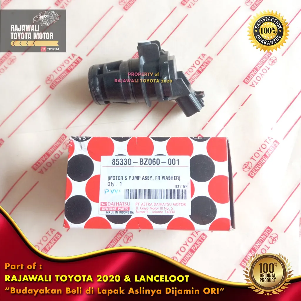 Dinamo Motor Wiper Depan Avanza, Xenia, Rush, Innova, Grand Max, Fortuner & Yaris Tabung Washer Original Astra 85330-BZ060