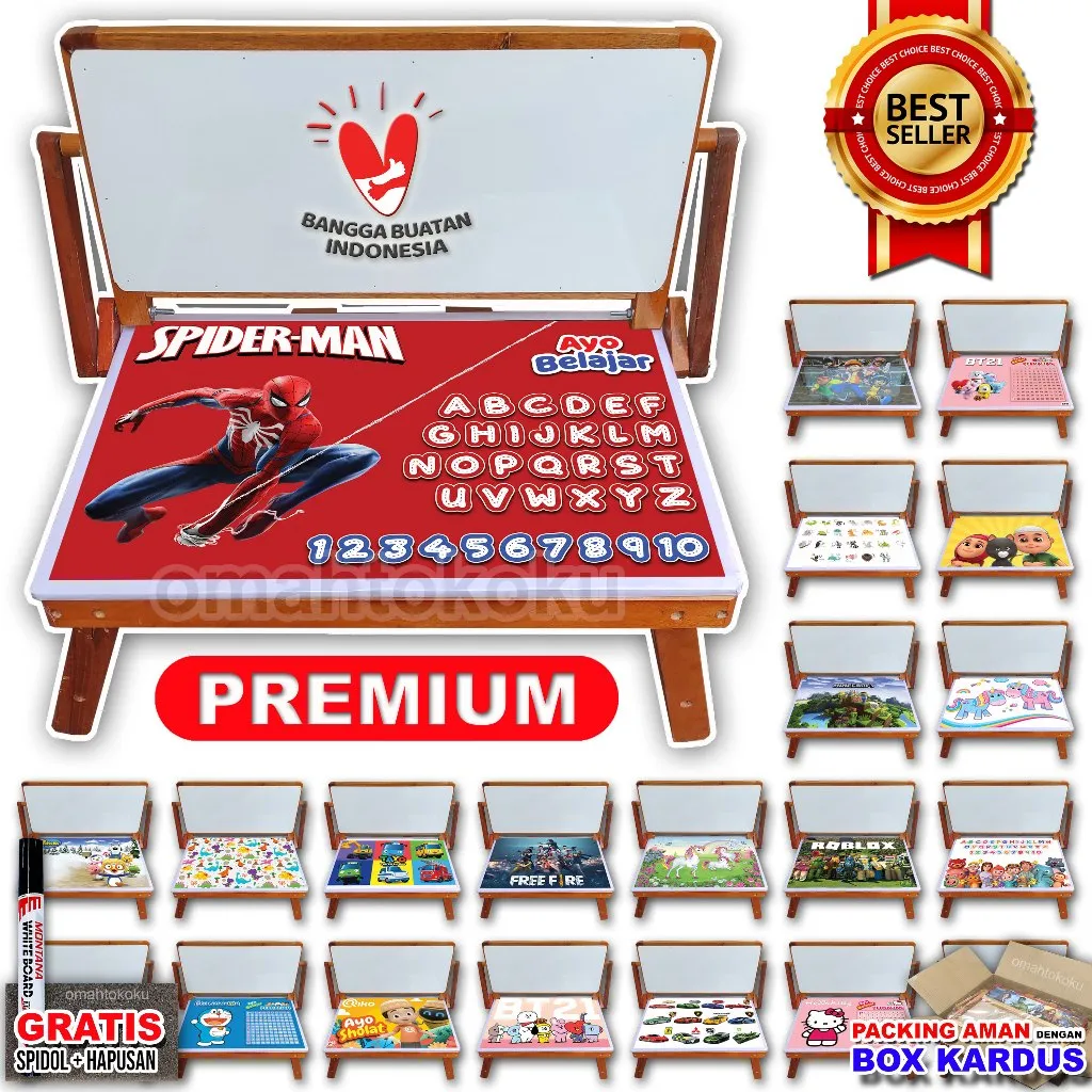Meja Belajar Lipat Anak Whiteboard Karakter Lucu Unik Multifungsi Jakarta Bekasi Bogor Depok