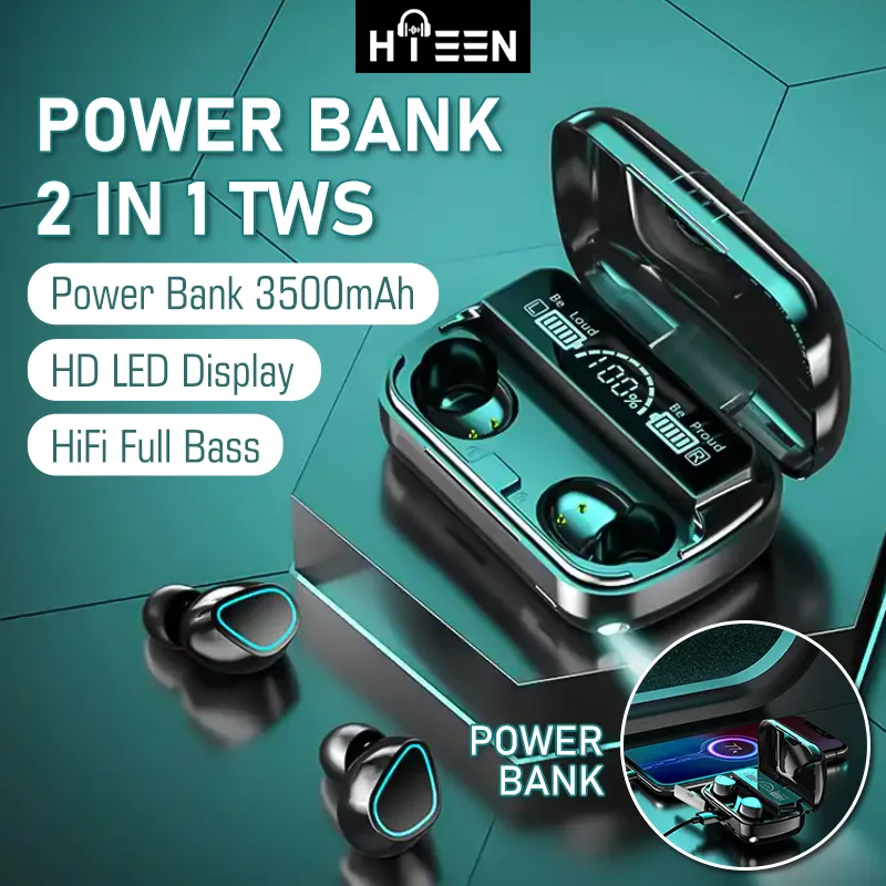 COD-Hieen M10 TWS Wireless Bluetooth Earphone In Ear Headset Noise-Cancelling Bluetooth Headset 10D bass stereo HiFi HD LED Displa