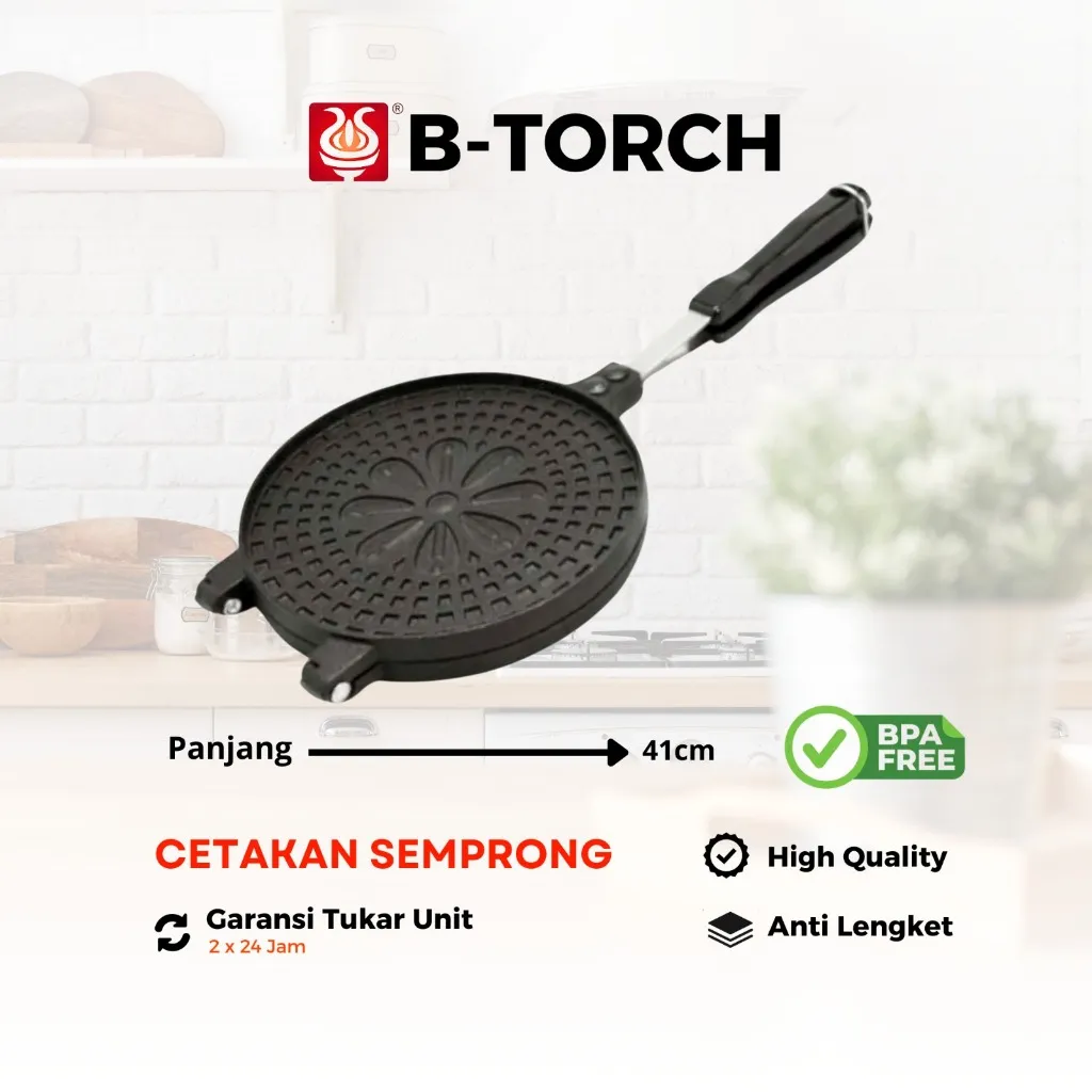 B-TORCH Teflon Cetakan kue semprong Anti lengket Model Jepit