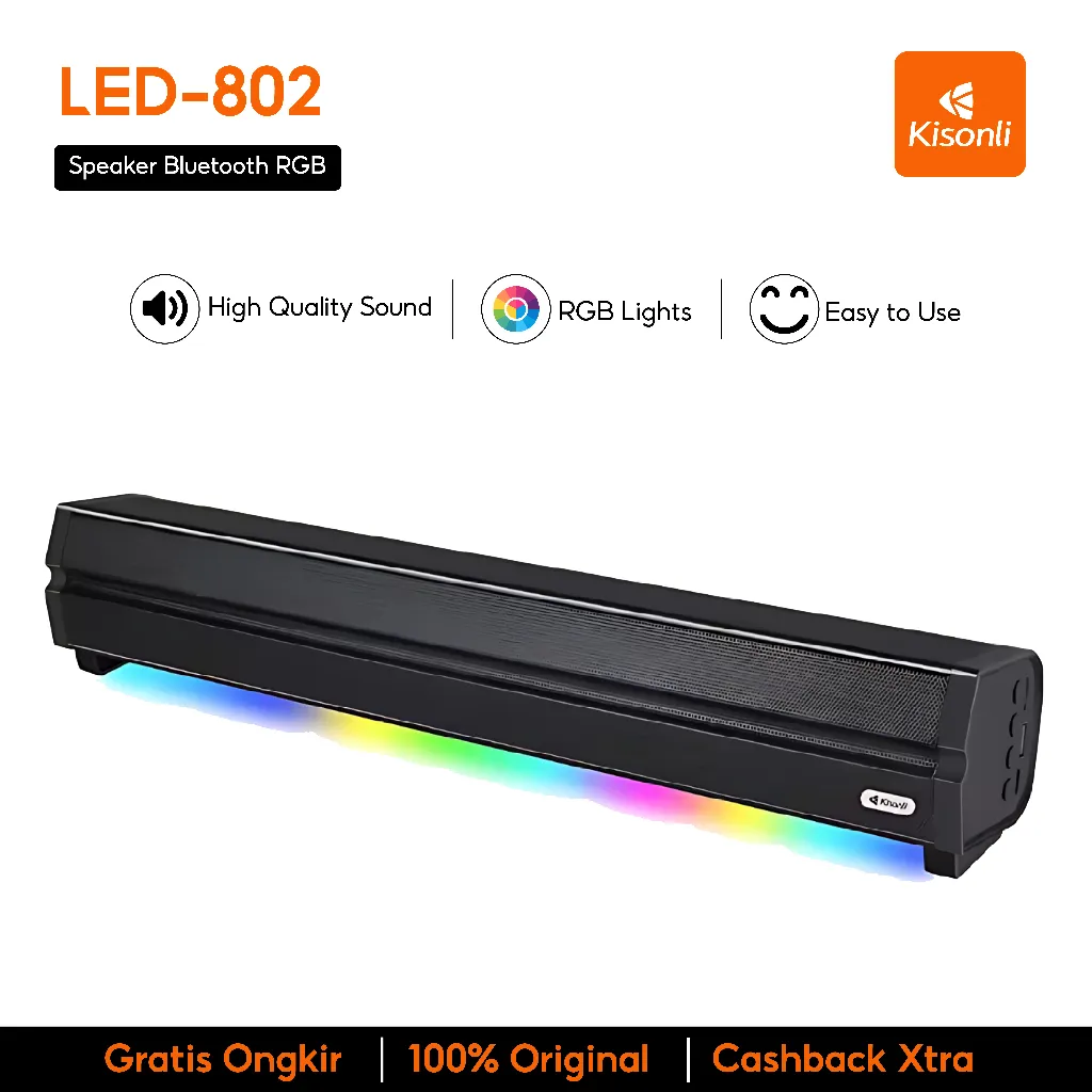 KISONLI Speaker Bluetooth/Komputer LED802 Soundbar Portable 5.3 Super Bass