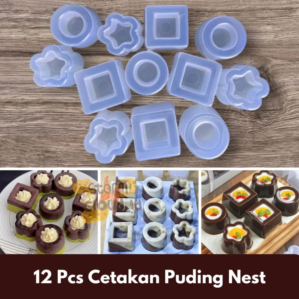 12 Pcs Cetakan Puding Kue Nest Bentuk Bulat Kotak Bunga Hati Oval Hexagon Nest 1 Nest 2 Cetakan Puding Viral Cetakan Puding Kue Lucu Plastik Tebal