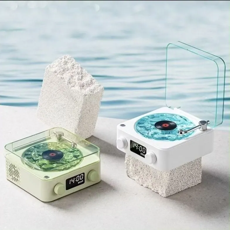 Speaker Waves Viny Retro Aqua Audio Bluetooth Music Aurora light Room Vintage aesthetic lucu
