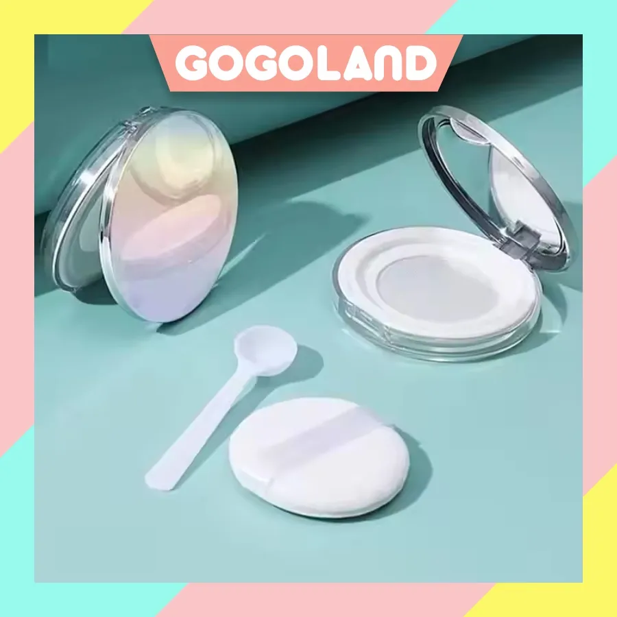 GOGOLAND Tempat Bedak Tabur Mini Travel + Sponge + Cermin / Wadah Bedak Tabur / Tempat Loose Powder / Case Bedak Tabur 5G R1219