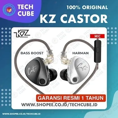 KZ CASTOR with MIC Dual Dynamic Driver Earphone Headset Harman Bass Boost Alt ZVX D-FI