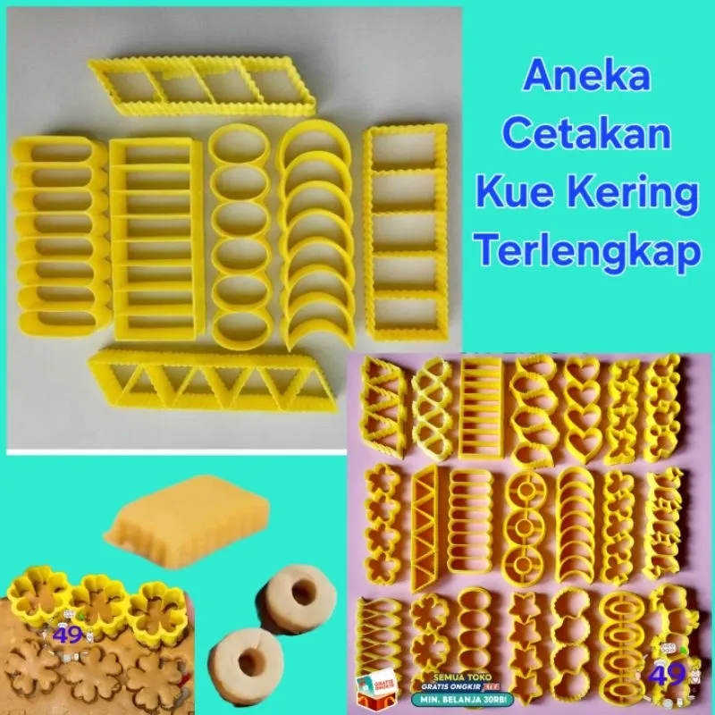 1 BIJI CETAKAN KUE KERING PLASTIK TERLENGKAP / cookies cutter bunga kuker kastengel/ bangket kue