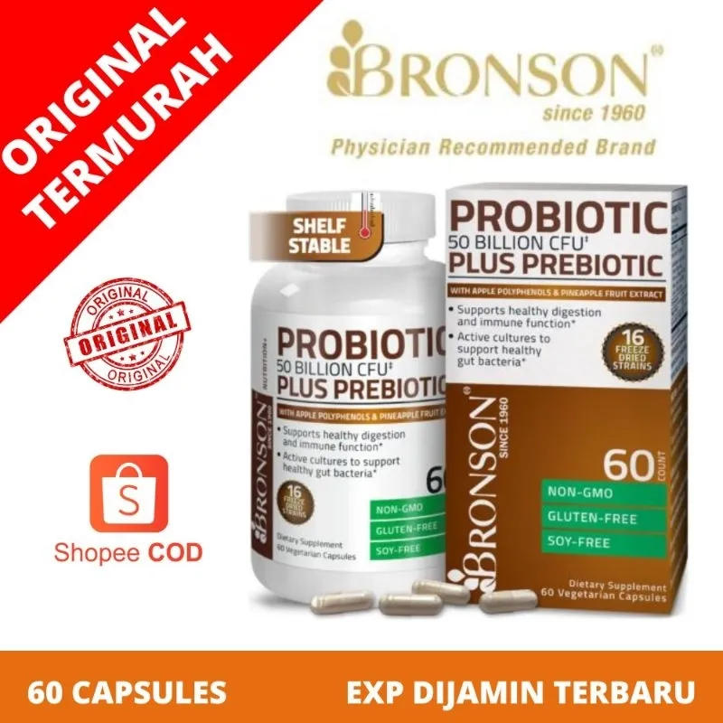 Bronson Probiotic Plus Prebiotic - 50 Billion CFU - 60 Vegetarian Caps