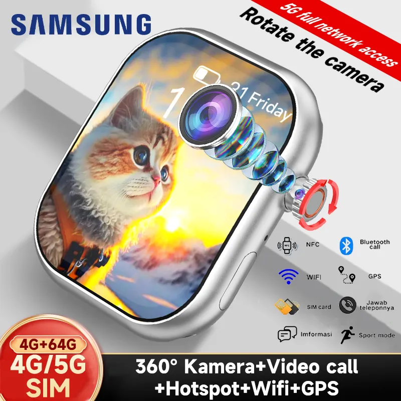 [Bisa Video Call]Samsung 4G LTE SIM Smartwatch B29  ROM/RAM:4+64G Bisa Hotspot PlayStore GPS Bluetooth Health Monitoring Phone Call Android 360° Kamera 4G Sim Card Jam Tangan Wanita Pria Olahraga Jam Smartwatch