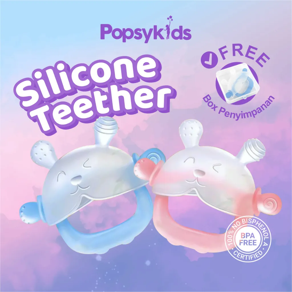 Popsykids Silicone Baby Teether – Mainan Gigitan Gelang Bayi Food Grade BPA Free