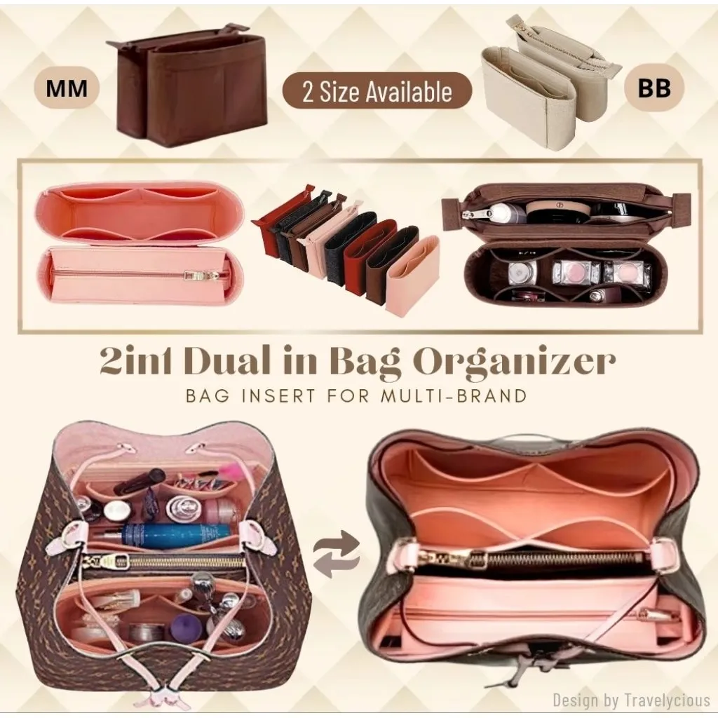 D6 2in1 Luxury Dual in Bag for N3ONOE/ Tote Bag /Drawstring Bag in Bag