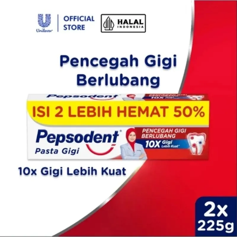 (BOSS) (1BOX ISI 2pc) Pepsodent Pencegah Gigi Berlubang Pasta Gigi 225 gr Twin Pack