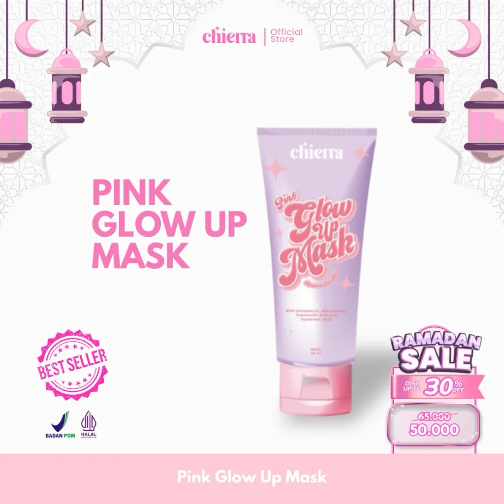[OFFICIAL STORE] Chierra Pink Glow Up Mask brightening clay mask-Masker Wajah untuk mencerahkan kulit wajah