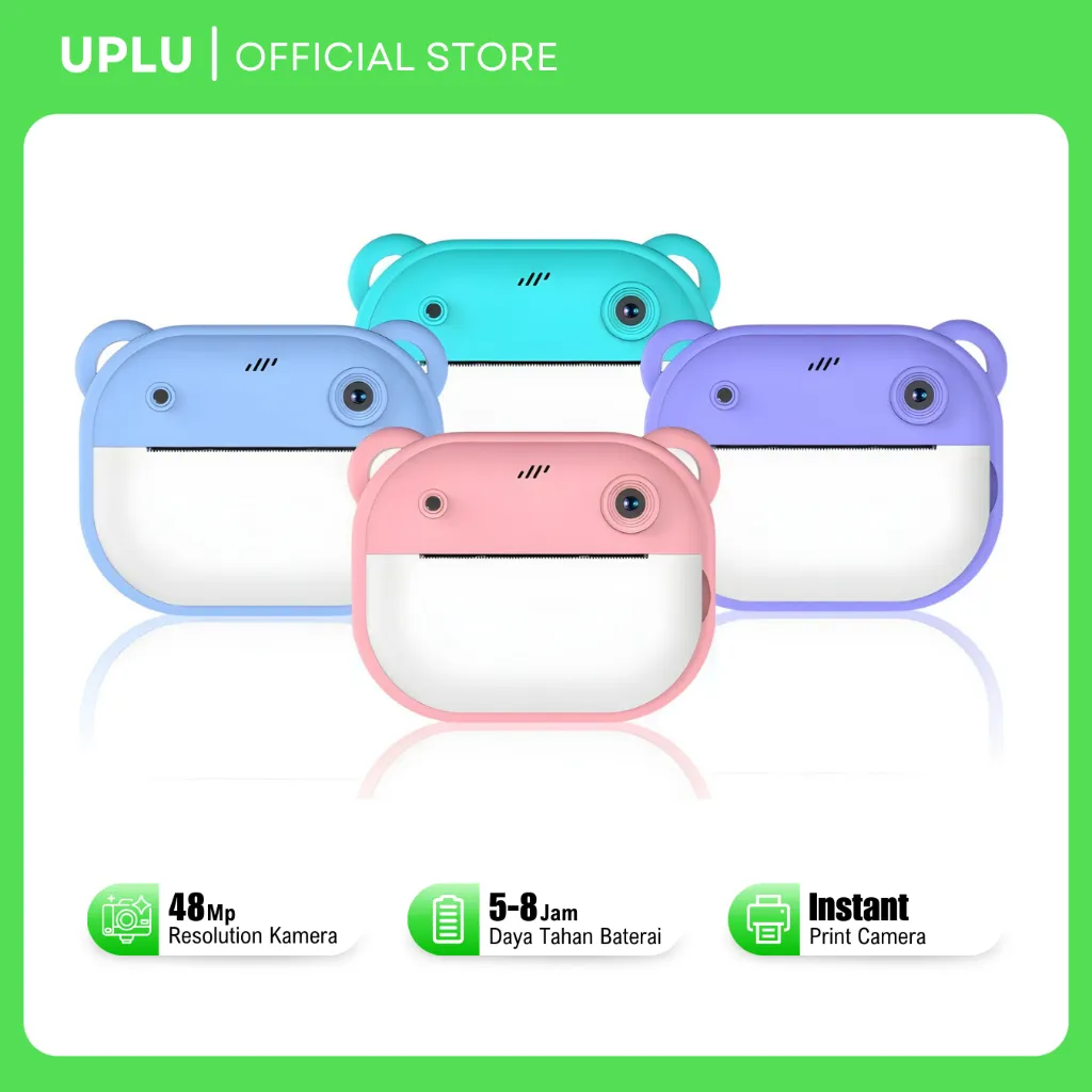 UPLU Digicam Kamera Anak 48Mp Lensa Ganda Langsung Cetak Foto Instant Print Camera Digital Mini