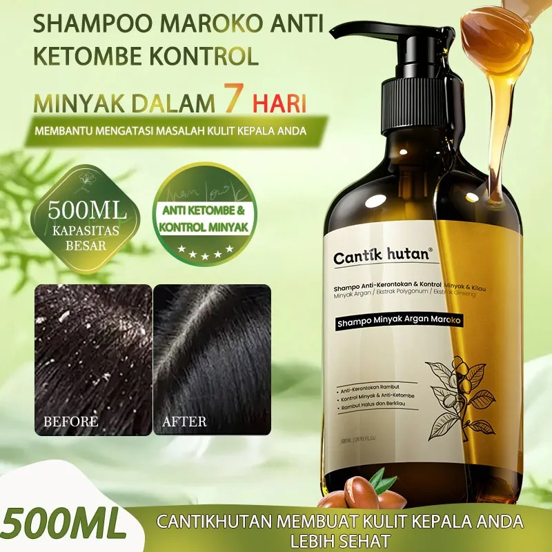 Cantikhutan Shampoo Maroko Anti Ketombe  Kontrol Minyak Hasil Terlihat dalam 7 Hari Mengurangi Ketombe  Gatal Rambut Lebih Mengembang Ringan Tidak Berminyak Lembut Merawat Kulit Kepala Kapasitas Besar 500ml