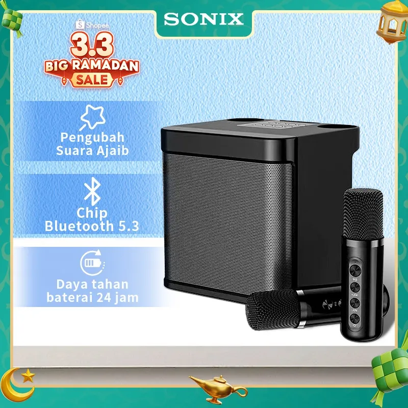 Sonix Speaker SK04 Bluetooth Karaoke 2Mic Speaker Aktif Full Bass Subwoofer 3D Stereo TV AUX HiFi KTV Equipment Wireless Portable Musik Box For Family Party