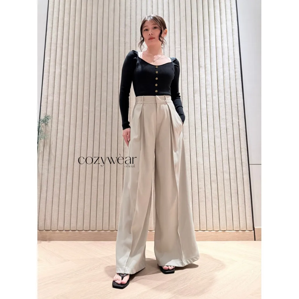 [COZY.WEAR] Moona Pants (1008) |  Celana Kulot Highwaist HW pants Celana kain wanita Celana kantor office pants celana highwaist  Cargo Pants Celana Kerja wanita celana kulot basic