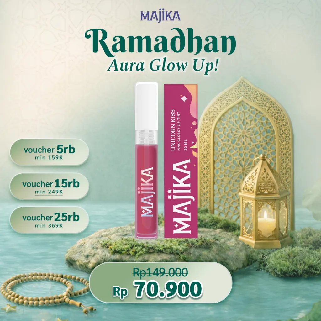 MAJIKA Unicorn Kiss Pink Glossy Lip Tint | 3 ML | Tekstur Ringan I Glossy I Plumpy I Juicy [AFFILIATE]