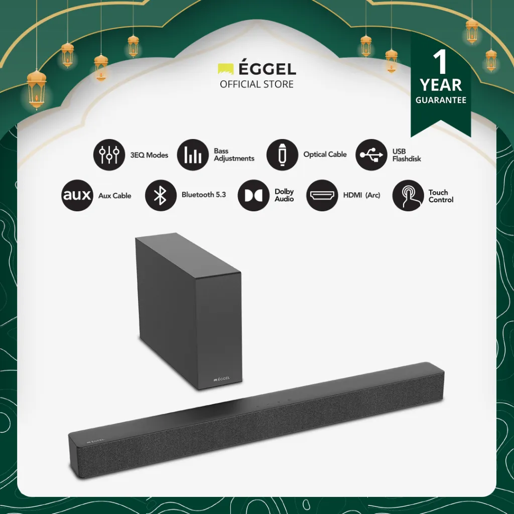 Eggel Stage Max Soundbar / Sound Bar with Wireless Subwoofer + Dolby Audio