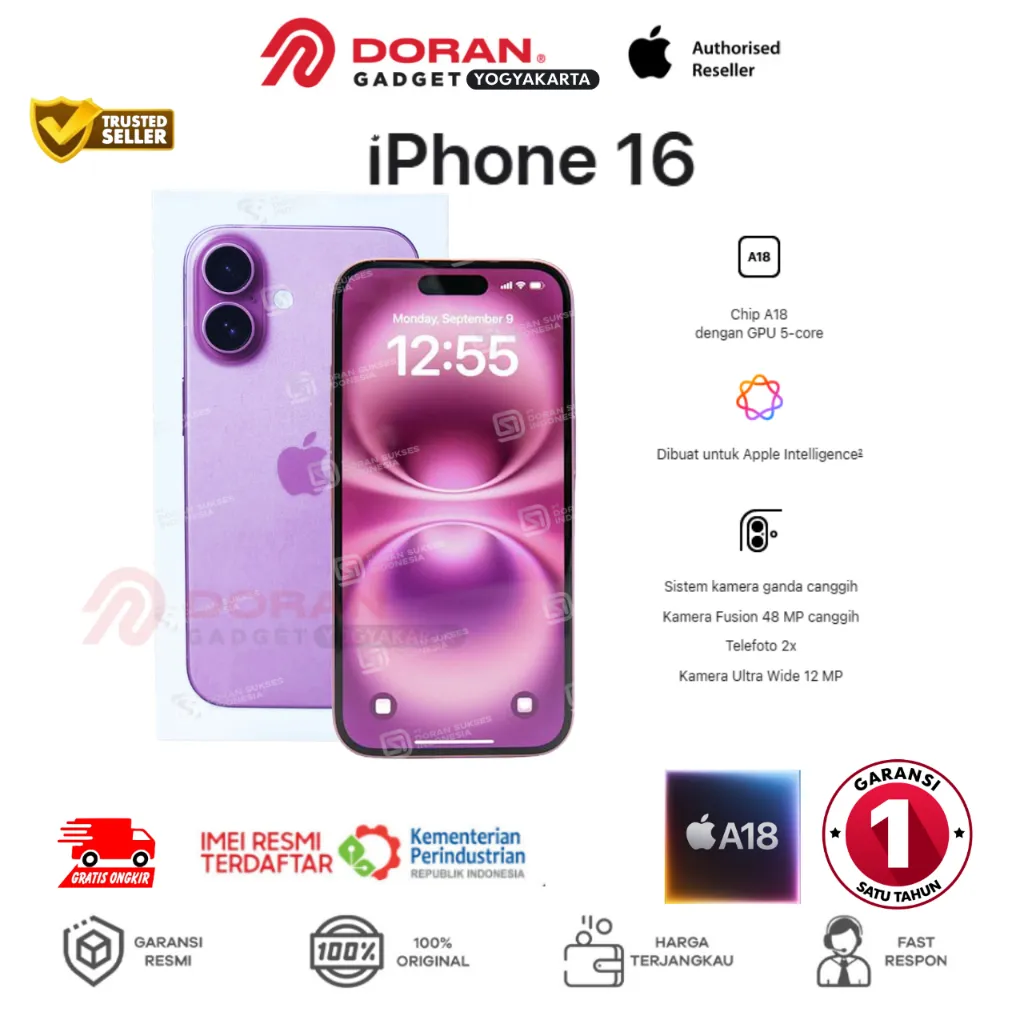 Apple iPhone 16 128gb 256gb 512gb Garansi Resmi Indonesia 1 tahun - iBox/GDN/TAM