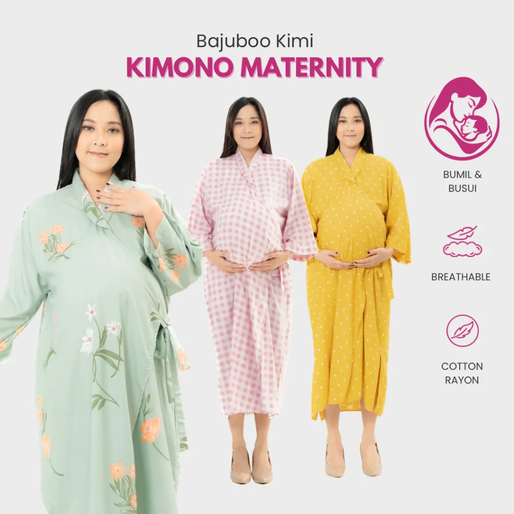 Bajuboo Kimi - Daster Kimono Busui & Bumil Friendly Rayon Lengan 7/8