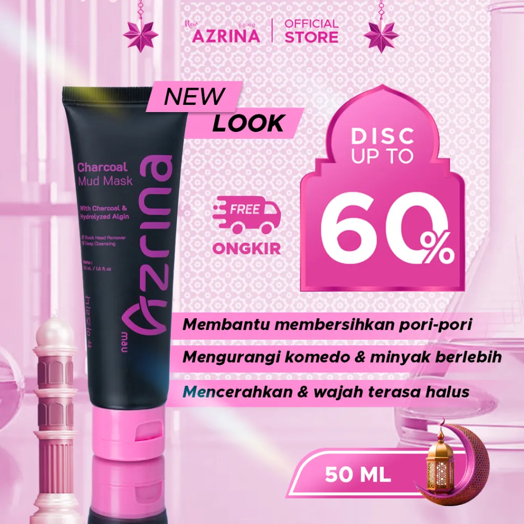 [HOT SALE] Azrina Charcoal Mud Mask - Masker Wajah Untuk Mengangkat Komedo & Jerawat Mengatasi Muka Kusam Ber Minyak & Pori Pori Besar Kulit Mati Wanita Pria Acne Patch Brightening Whitening Skincare Glowing Face Clay Black Head Oil Glow Sheetmask