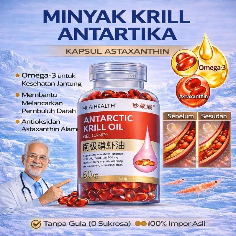 Beli 1 gratis 1 Minyak Krill Antartika (60 Kapsul) Kapsul Astaxanthin Kapsul Astaxanthin untuk Peningkatan Kardiovaskular Omega 3 Krill Oil Krill Oil Antartica Kapsul Minyak Ikan Sehat Alami Kapsul Suplemen Makanan 0 Sukrosa & Non-GMO 100% Asli Import