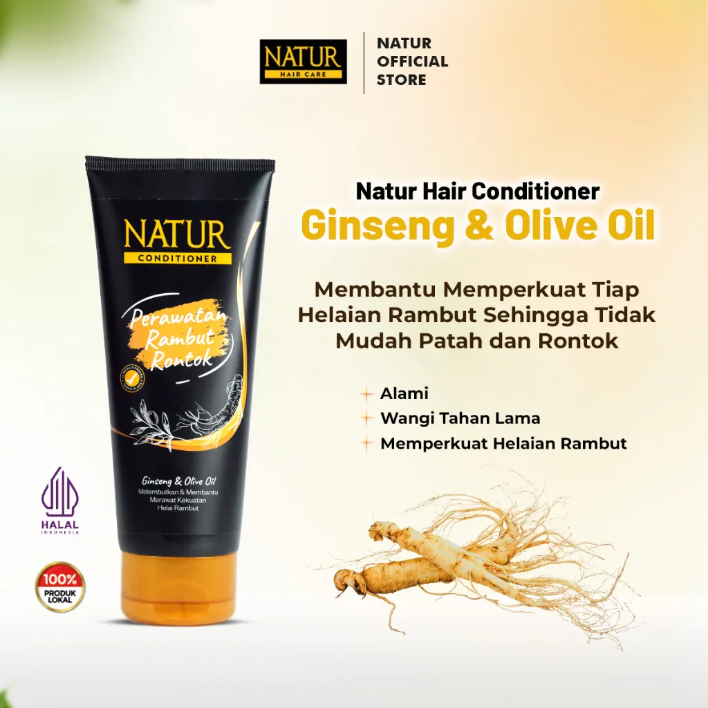 Natur Conditioner Ginseng 160 ml - Kondisioner Kekuatan Helai Rambut Rontok / Anti Hair Fall / Menguatkan Akar Rambut