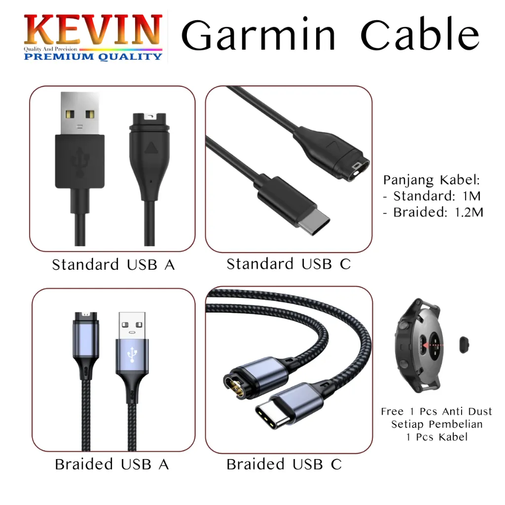 Anti Dust Kabel Garmin Forerunner 165 / Music - Cable Charging Charge Plug
