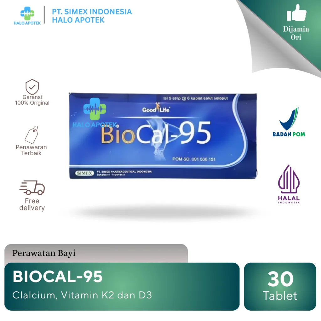 Biocal-95 1 Box | 5 Strip | 1 Strip 6 Tablet - Calcium Ibu Hamil & Menyusui - Kesehatan Tulang