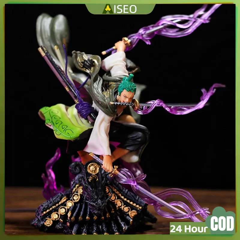 【100% Original】Action Figure One Piece Roronoa Zoro Atap Adalah Raja Popular Dengan Tiga Pedang Satu Atap Zoro