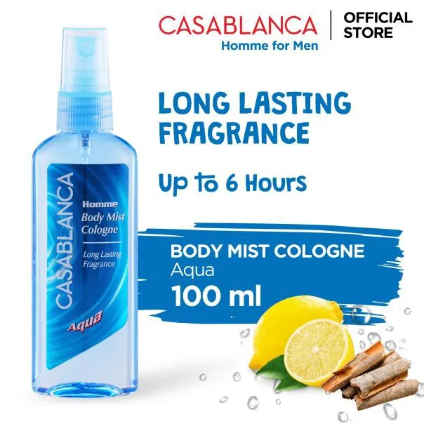 Casablanca Body Mist Aqua (Light Blue, 100ml) Parfum Wanita Tahan Lama dan Wangi