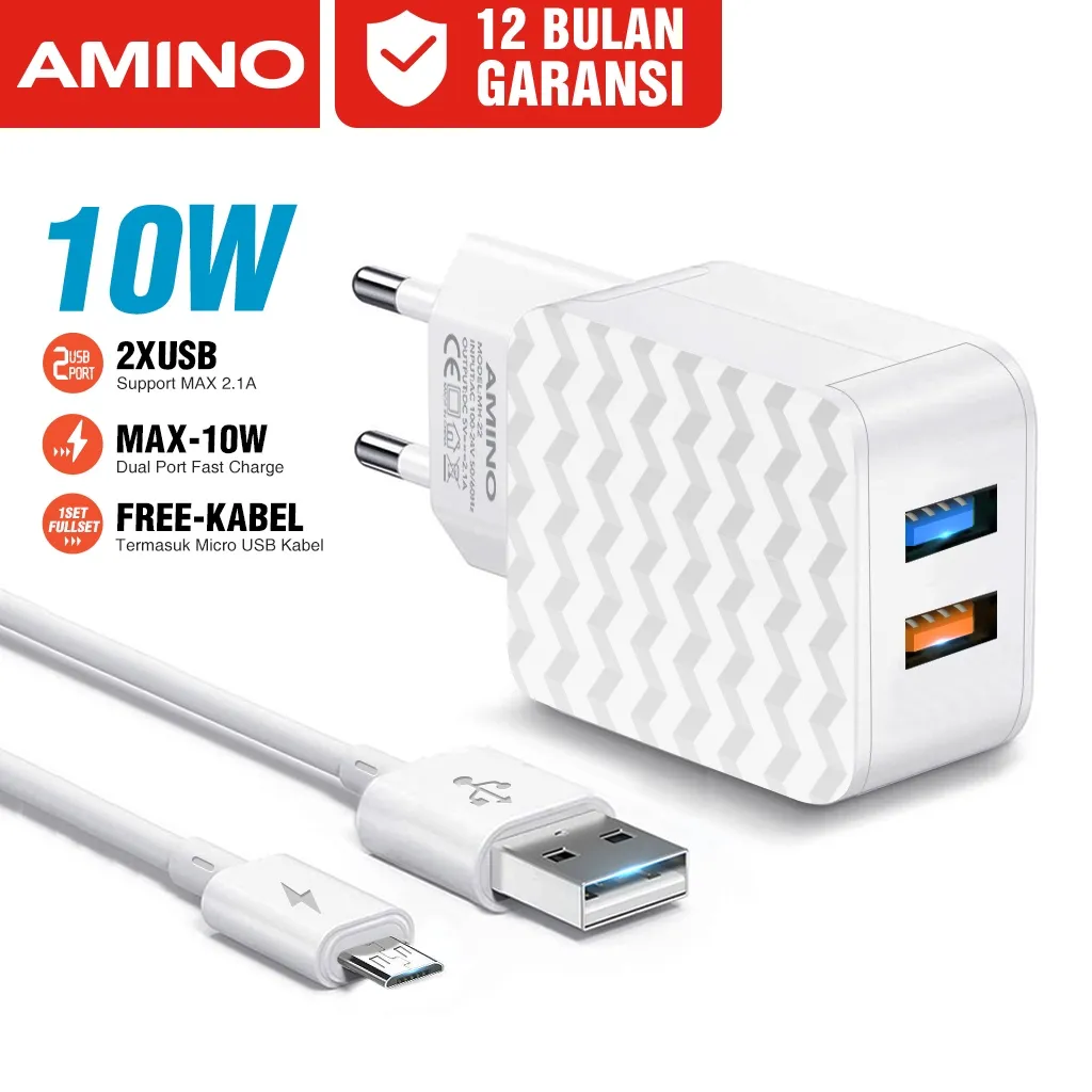AMINO 2 Port USB Fast Charger 2.1A Micro USB Quick Charger Adapter MH-22