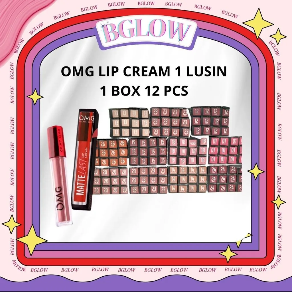 [ISI 12PCS] OMG - Paket Usaha 12PCS (1 LUSIN) OMG OH MY GLAM Matte Kiss Lip Cream Tahan Lama BGLOW BEAUTYGLOWING