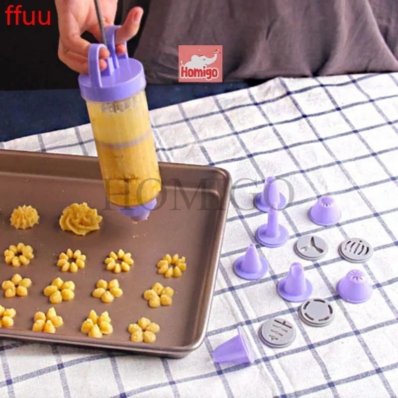 Homigo 19 in 1 Set Cetakan Kue Kering Semprit Keju Akar Kelapa Margarin Sagu Biskuit Krim Motif Bunga Cake Decoration