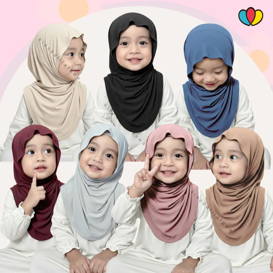 Jilbab Instant Adiba uk 2-6 Tahun / Hijab Balita Meleyot Bahan Jersey Anak Bergo Kerudung Polos Anak Perempuan 3 4 5 6 Years kiosbalitafawa