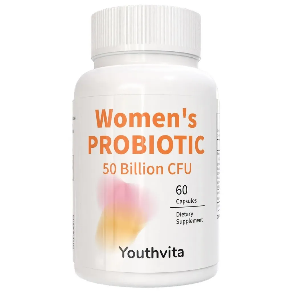 Youthvita Probiotics for Women 50 Billion CFU with Prebiotics & Cranberry Extract, probiotik wanita, PH Balance, Digestive, UT, & Feminine Health,60 Capsules